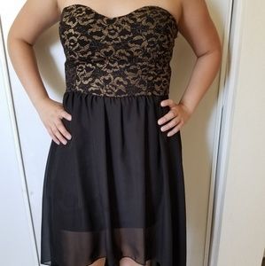 black dress with gold designs